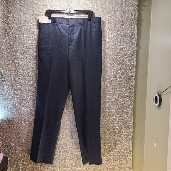 JF Ferrar Slim Fit Dress Pants Sz 34X32 Navy Striped Polyester Rayon Pants NWT - Picture 1 of 10